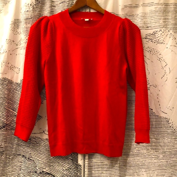 COS Puff-sleeve Red Cotton-wool Sweater Size Small - Picture 3 of 8